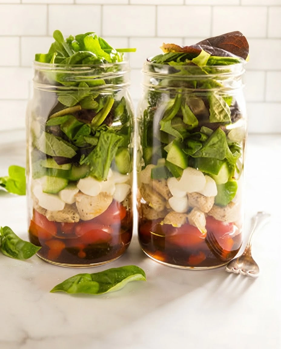 Salada caprese no pote